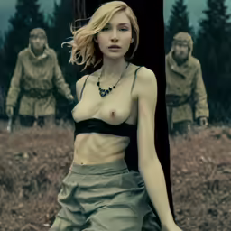 this is a painting of a beautiful blond lady posing