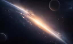 some glowing stars and an earth like sky