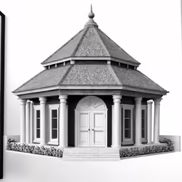 a picture of a small house in black and white