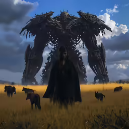 some animals are out in the field and some buildings