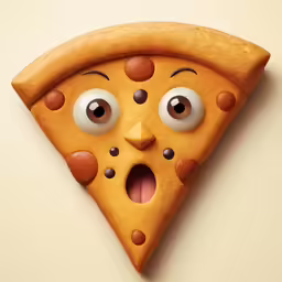 a face made from the inside of a piece of pizza