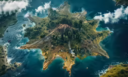 an island is in the middle of the ocean