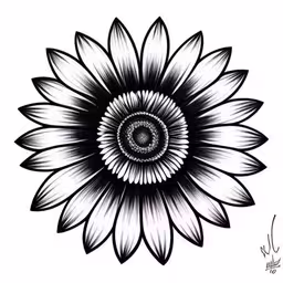 a drawing of a flower that is black and white