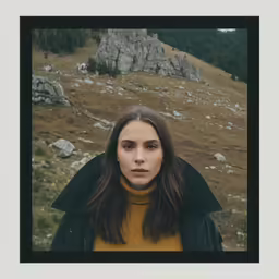 an image of a woman outside by the mountains