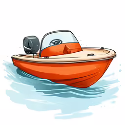 an orange speed boat with an open cockpit