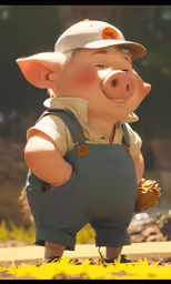 a little pig that is standing in the grass