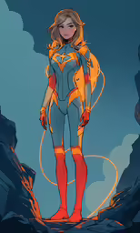 the woman in her costume on a rocky cliff