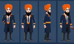 a cartoon version of a man wearing an orange hat, and uniform,the same image as described in this animation
