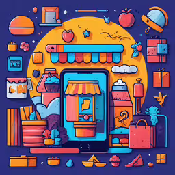 an illustration with a bunch of items surrounding it,the illustration shows different items and shapes that are in an image