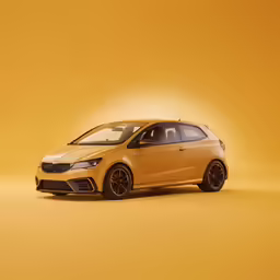 the orange and brown car is on a brown background