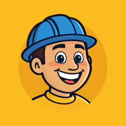 a drawing of a boy wearing a hard hat