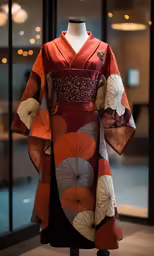 a dress is displayed on a display case