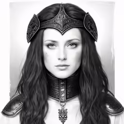 a drawing of a woman in a knight outfit