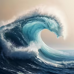 an ocean wave with spray coming towards the shore