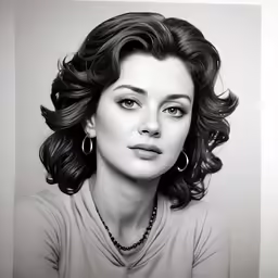 black and white portrait drawing of woman