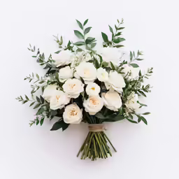 white flowers are arranged neatly in the center of a bouquet