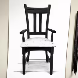 a wooden chair sitting next to a marker board
