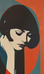 a colorful painting of a woman wearing an afro hat