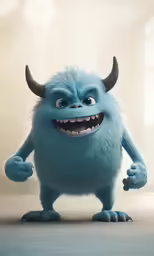 the animated character from monsters is smiling