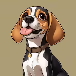 a dog in a cartoon style with its tongue out