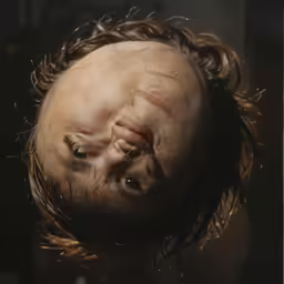 an upside down photo of someone with dread locks
