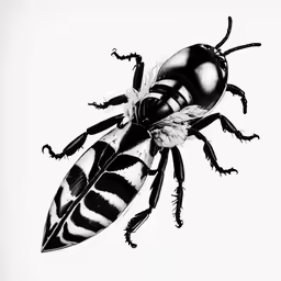 a bug with black stripes, on a white background