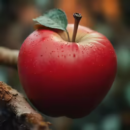 there is a large red apple on the tree