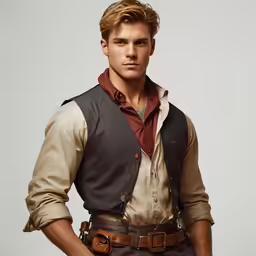 a man in a vest posing for a picture