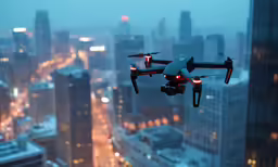 a large white and black djc in the sky