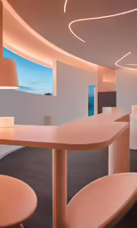 the light shines on an empty reception table