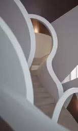 an open staircase is shown in this modern architectural view