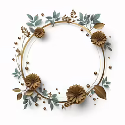 an empty circle surrounded by flowers and leaves