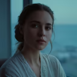 a woman looking off into the distance