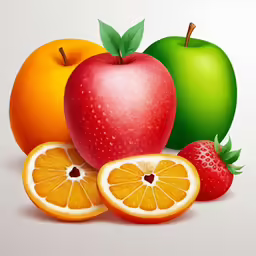 some cut oranges apples and limes and some slices