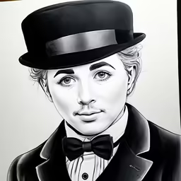 a drawing of lady bird dressed in a tuxedo