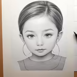 a girl in a portrait is drawn in pencil