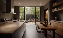 the kitchen in the house has an array of wooden cabinetry