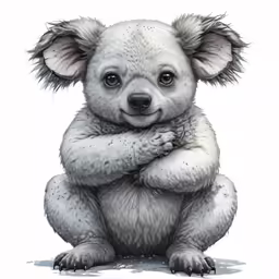 a drawing of a koala bear on white background