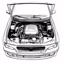 a car with the engine hood up