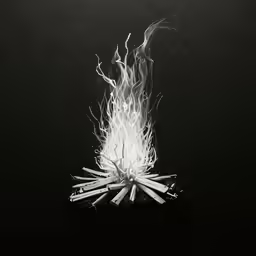 a black and white photo of a burning match