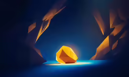 a yellow object is on the ground in front of two mountains