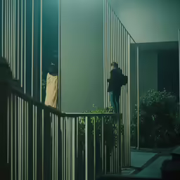 there are two people that are standing outside