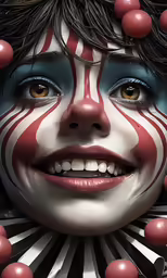 a woman with a striped body and face