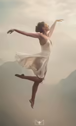an artistic and creativeally capture of a woman dressed in white