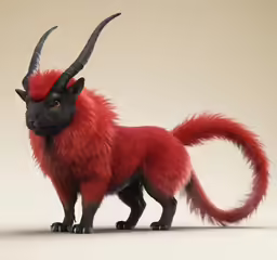 a stuffed animal with big horns and long hair