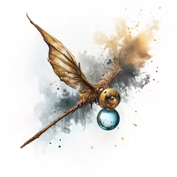 a painting of an insect with a blue ball of liquid
