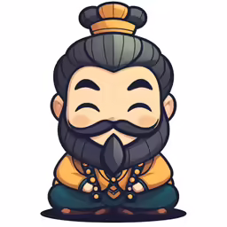 an avatar avatar with beard and gold crown sitting on the ground