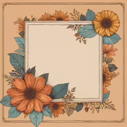 an artistic floral frame for a card,a floral frame with orange and yellow flowers