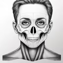 a graph drawing of the skull and upper half of the face