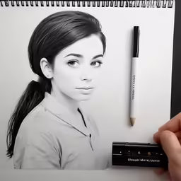 a pencil drawing of a woman and a face
